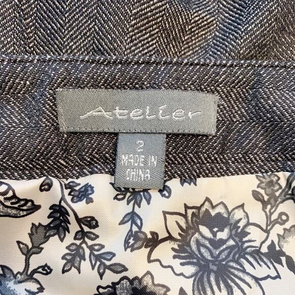 Atelier Flounce Hem Herringbone Pencil Skirt - Picture 5 of 6